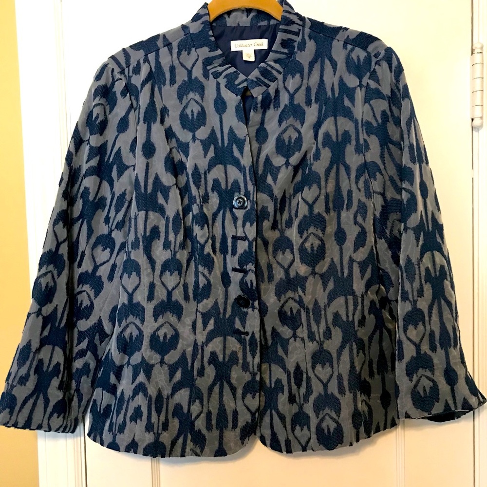 Womens Coldwater Creek embroidered blue jacket
